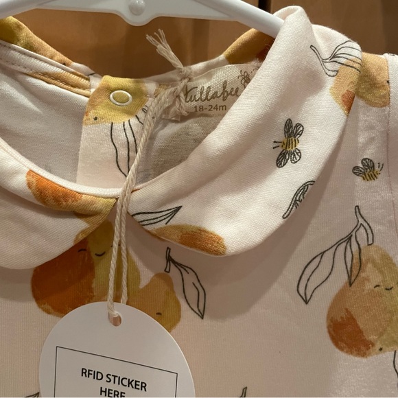 SOLD!!! NWT Angel Dear/Tullabee Peter Pan Collar Pear Print Bamboo Onesie 18-24M - Picture 4 of 5